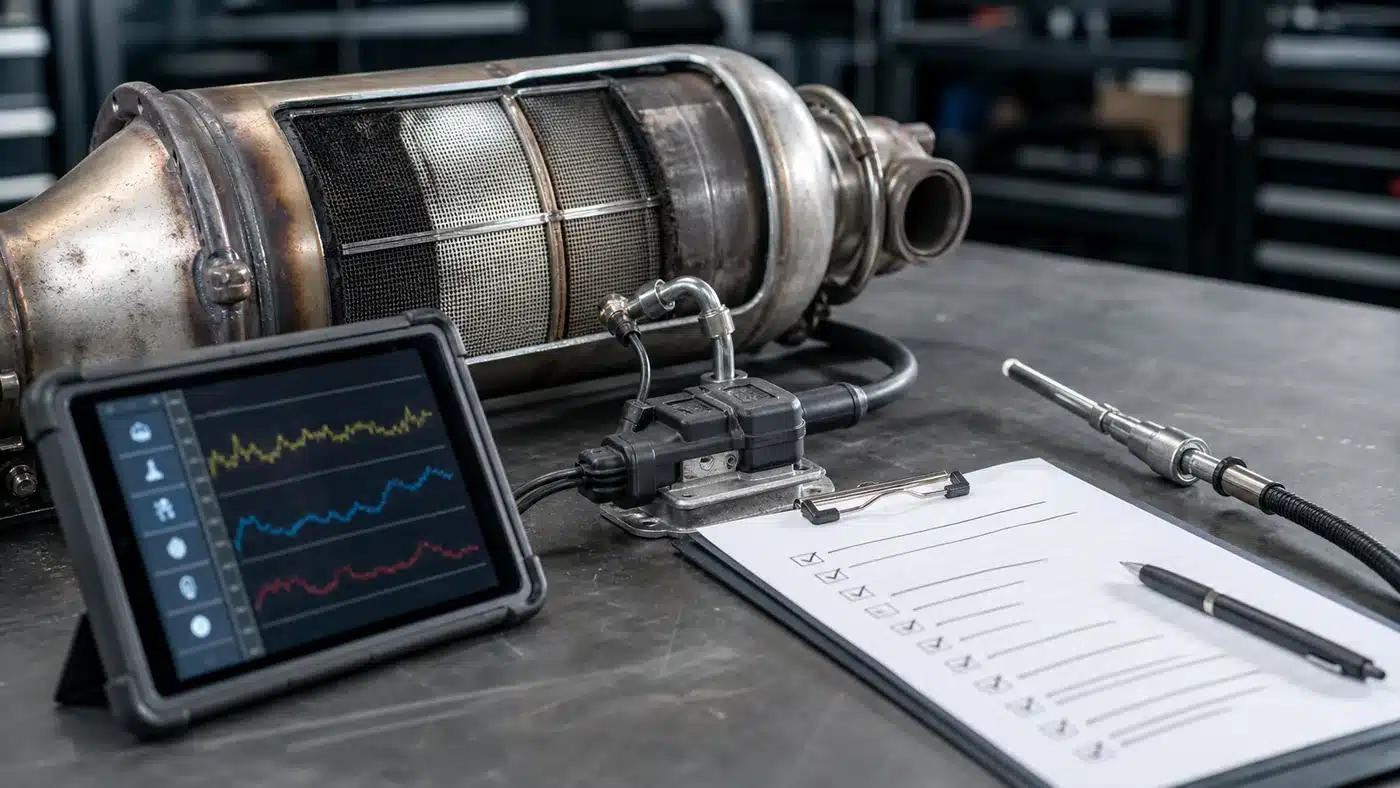 Diagnostyka DPF/FAP zamiast zgadywania Filtr DPF FAP, czujnik ciśnienia różnicowego i tablet diagnostyczny